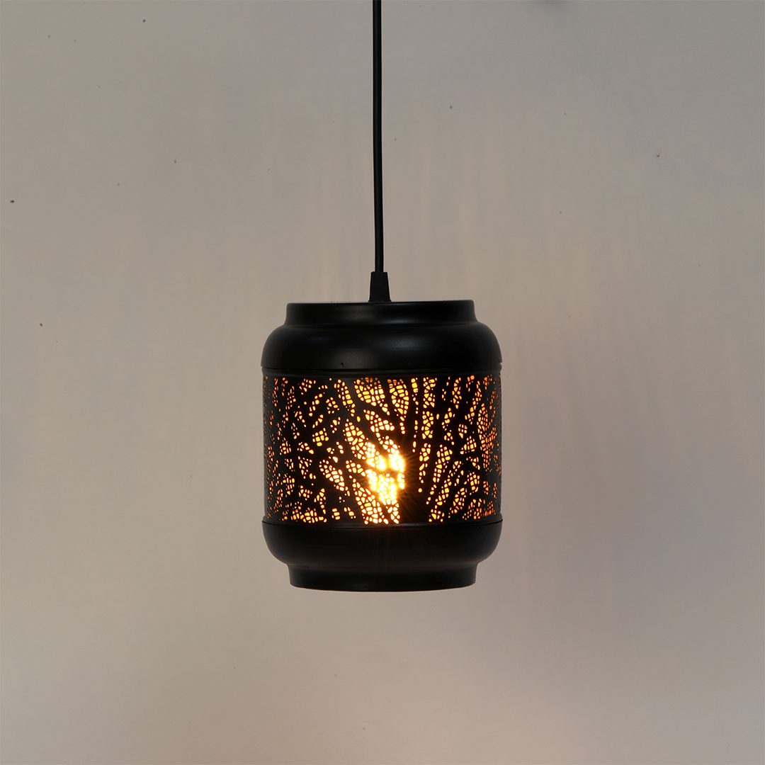 JACKAL Black Metal Hanging Light, Laser Cut Design Lamp Pendant Light, Ceiling Light (with Bulb)