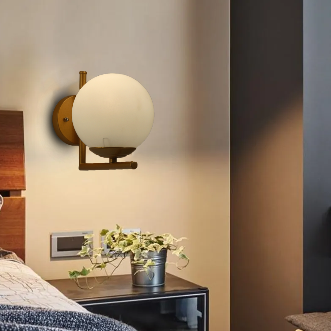 L Shape Frosted Glass Wall Lamp with Bulb