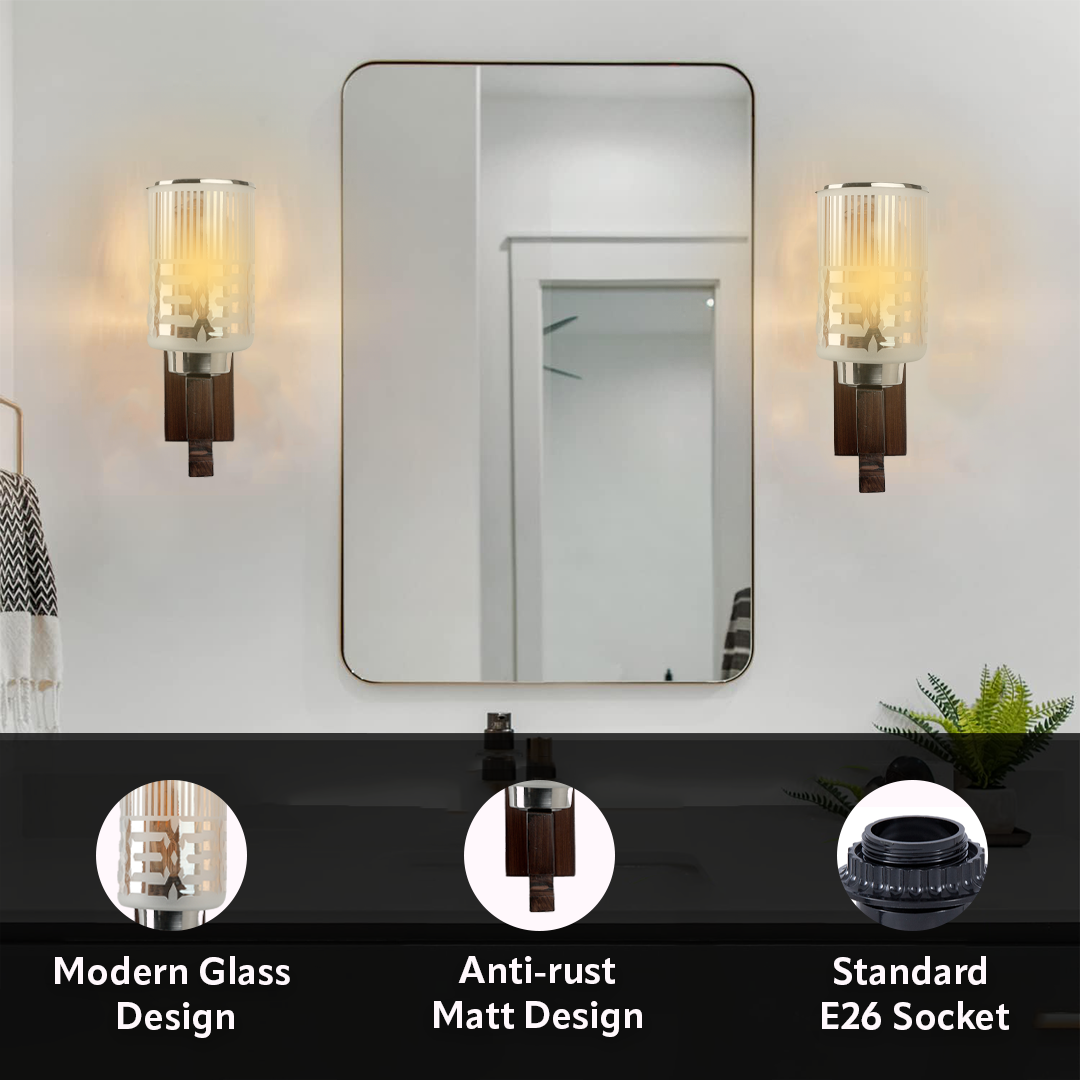 Upside Wooden Wall Lamp with Bulb
