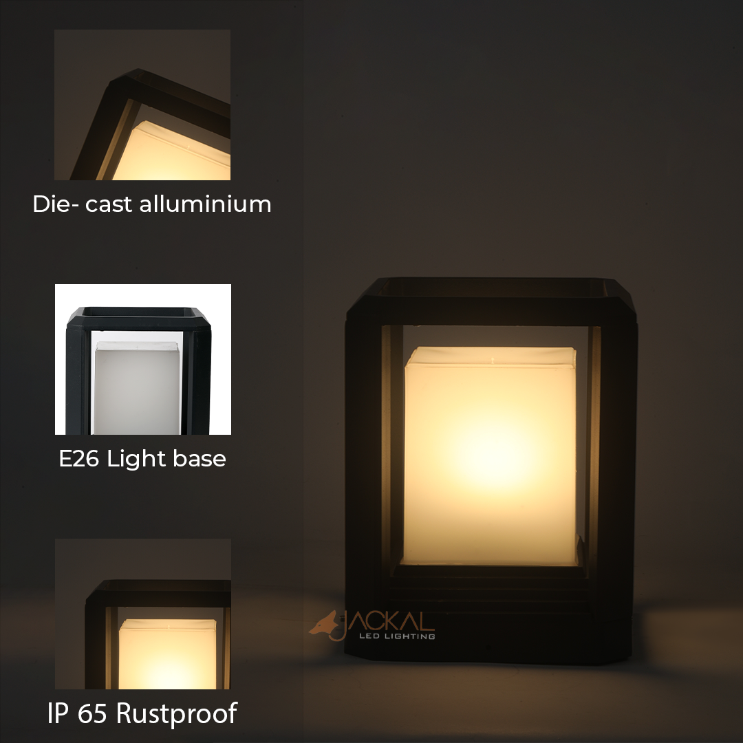 JACKAL Black Led Cubical Light | Outdoor Gate Light Large