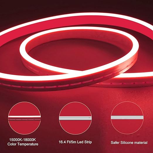 JACKAL 5 Meter Neon Red Colour Diwali Outdoor/Indoor Flexible LED Rope Light