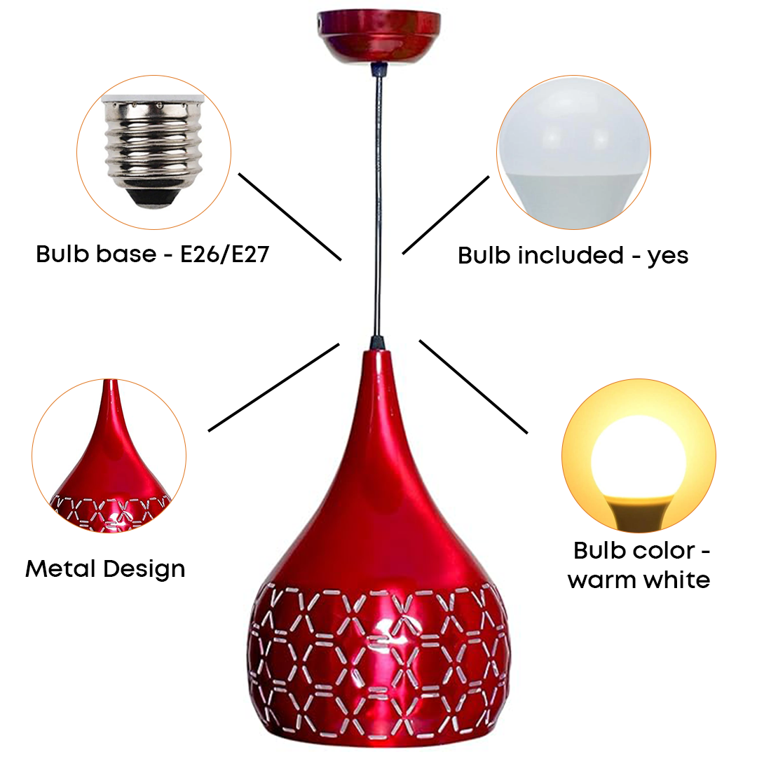 JACKAL Designer Hanging Light Ceiling Pendant Lamp Metal Cutted Modern Pendant Lights Red