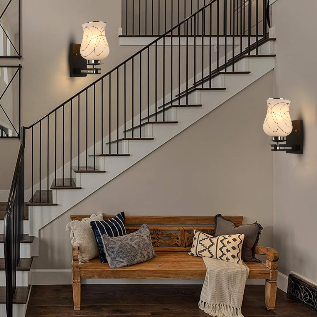 Upside Wooden Wall Lamp with Bulb