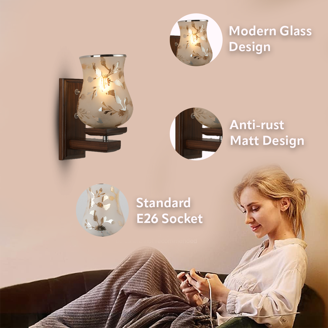 Upside Wooden Wall Lamp with Bulb