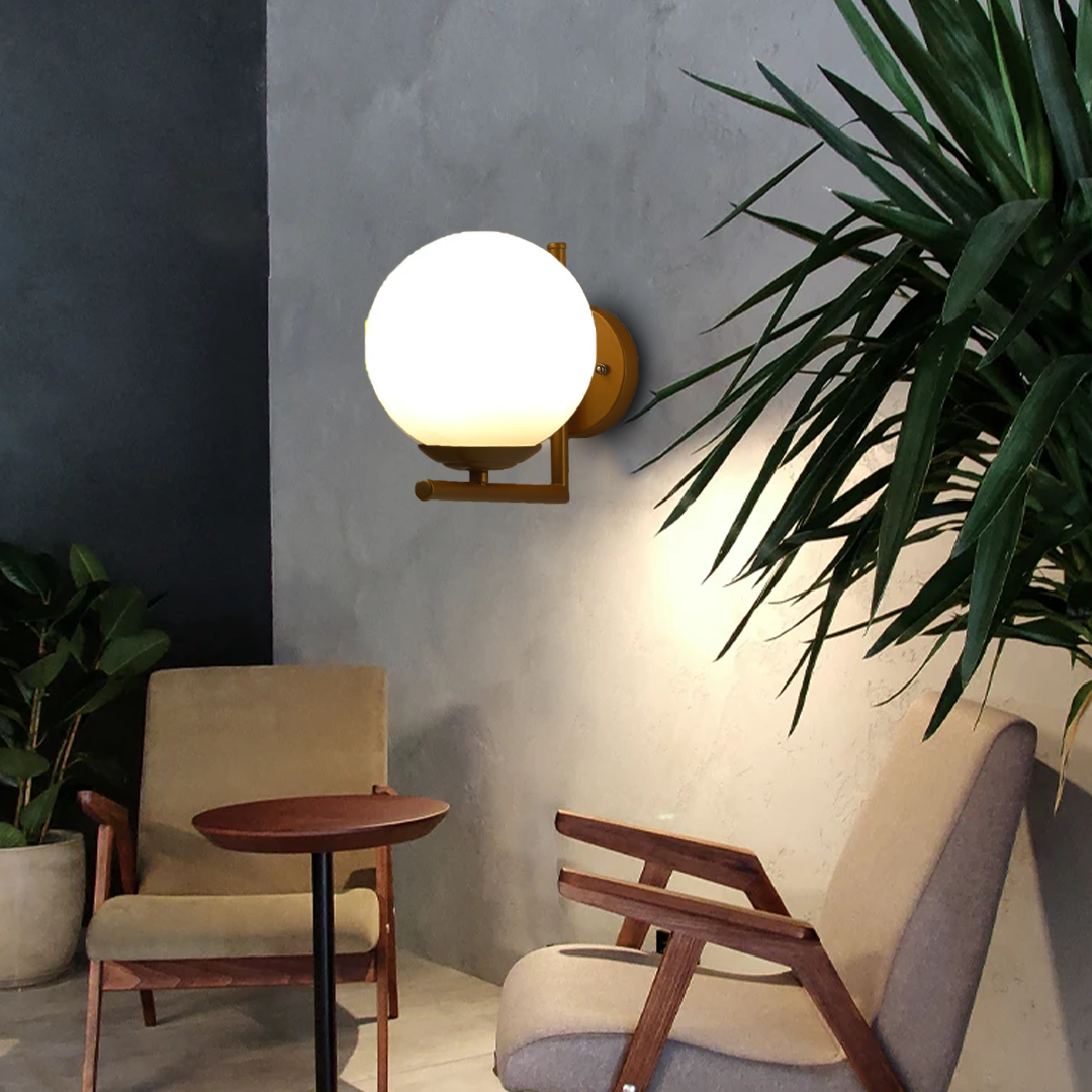 L Shape Frosted Glass Wall Lamp with Bulb