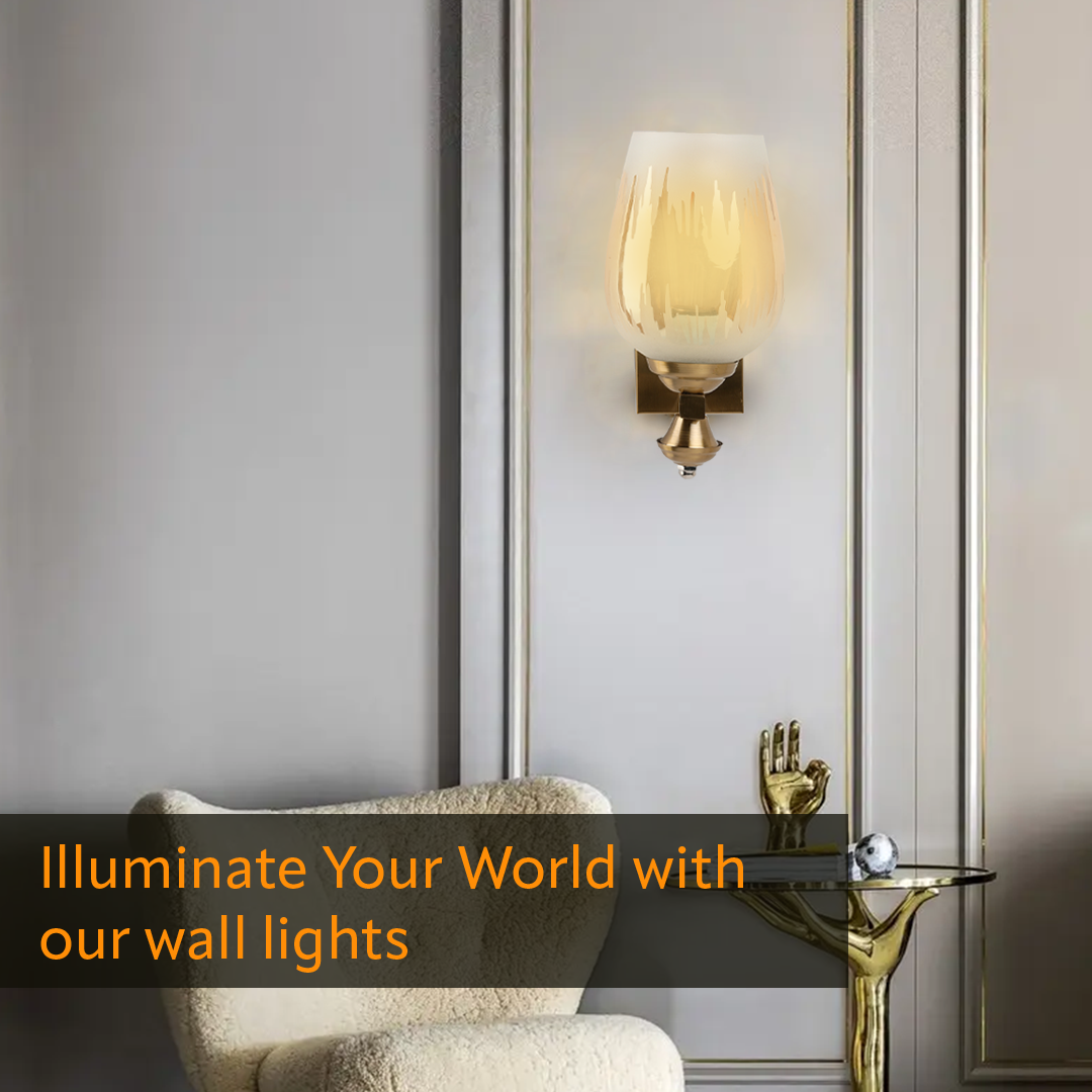 Golden Frosted Glass Wall Light