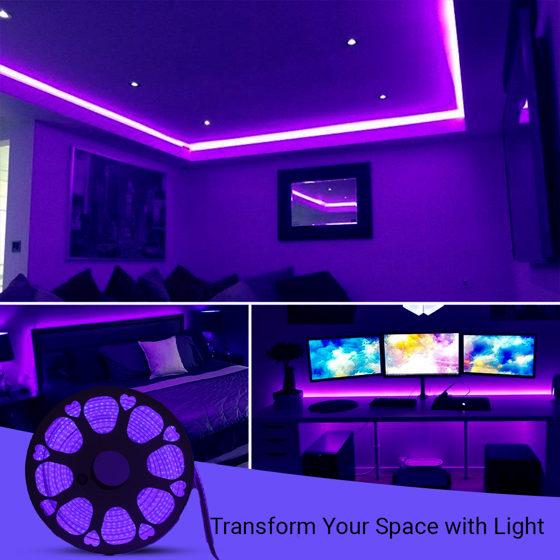 JACKAL 20 Meter LED Rope Light for Decoration with Adapter, Cove Light for Ceiling, Strip Lights for Diwali Decoration, Birthday, Christmas (Blue)