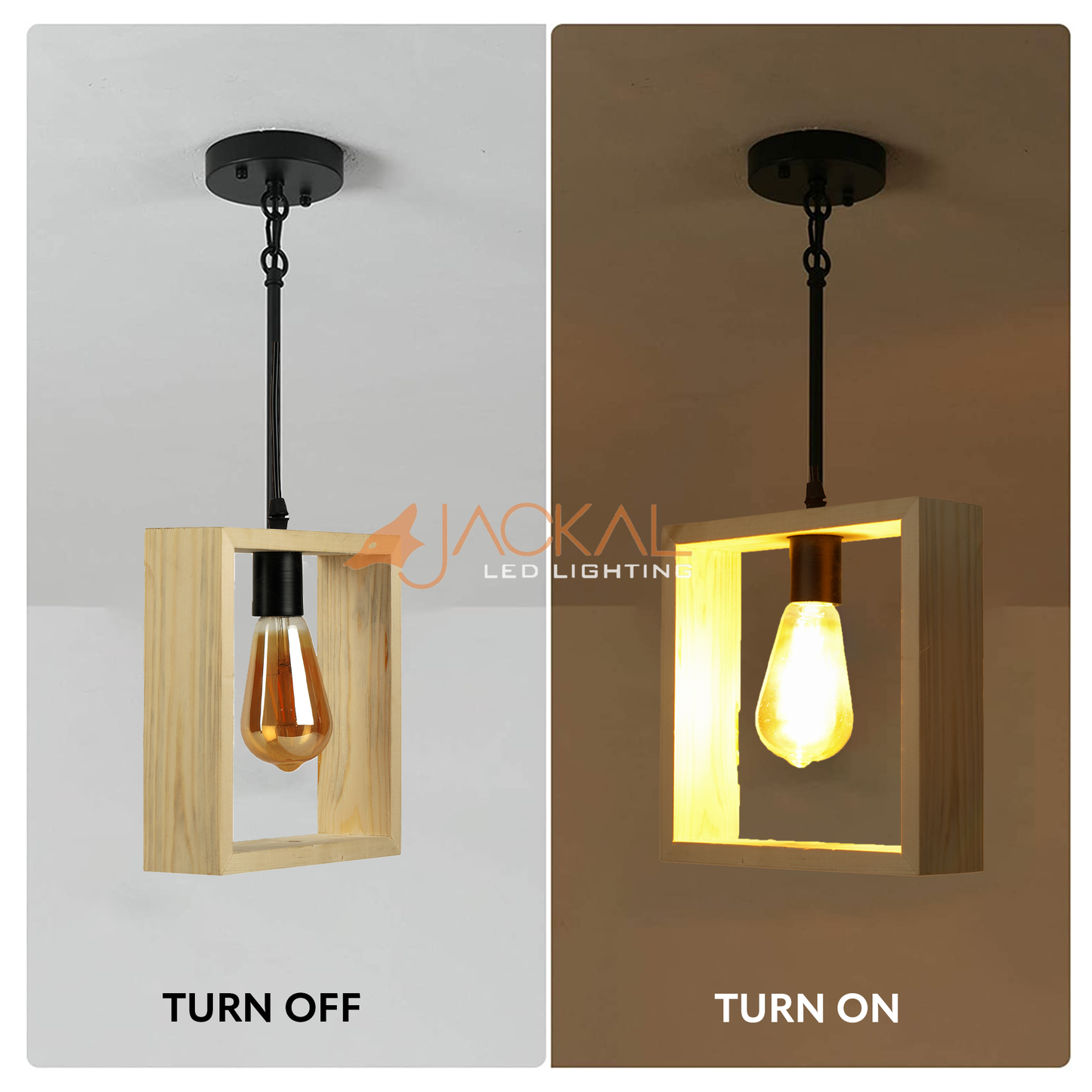 Modern Square Shape Wooden Hanging Pendant Ceiling Lamp Light