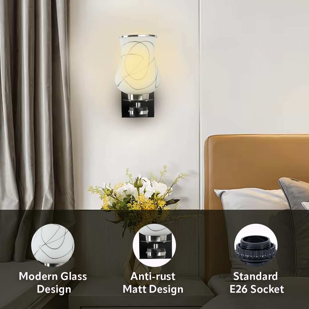 Upside Wooden Wall Lamp with Bulb