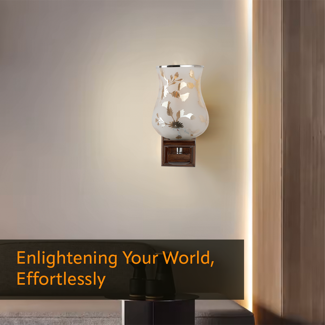 Upside Wooden Wall Lamp with Bulb