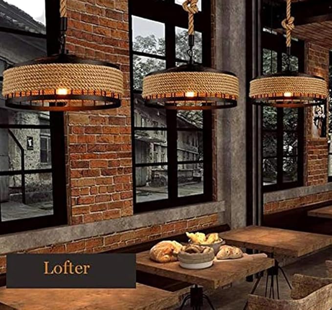 JACKAL Hemp Rope Style Vintage Lamp Ceiling Light