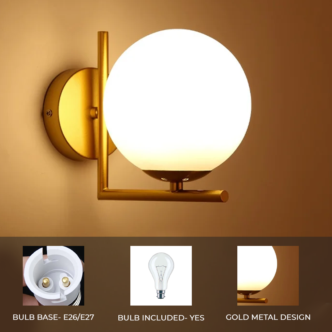 L Shape Frosted Glass Wall Lamp with Bulb