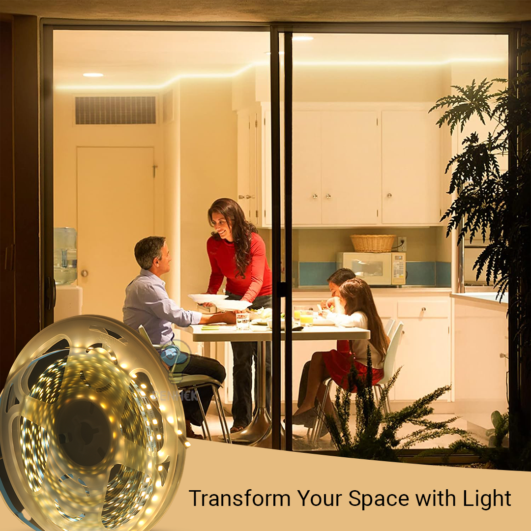 Jackal 8MM 2835 LED Flexible and Cuttable Adhesive Strip Light - Warm White