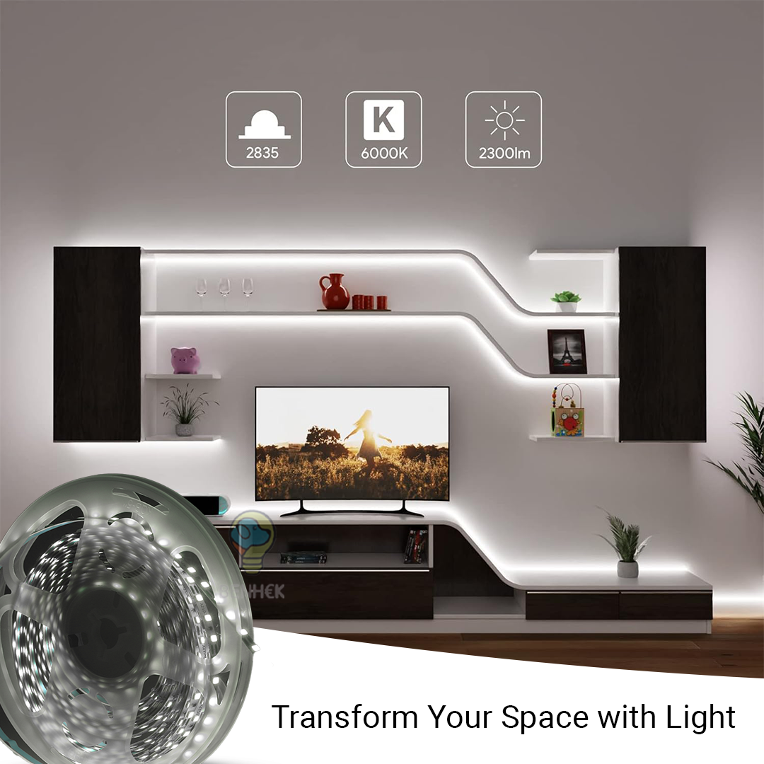 Jackal 5MM 2835 LED Flexible and Cuttable Adhesive Strip Light - White