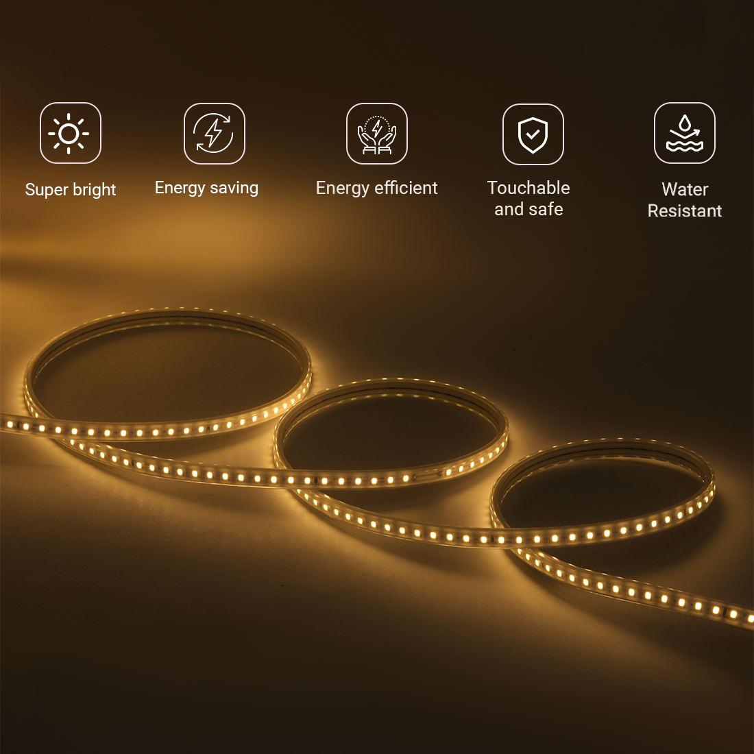 JACKAL 50 Meter LED Rope Light for Decoration with Adapter, Cove Light for Ceiling, Strip Lights for Diwali Decoration, Birthday, Christmas (Warm White)