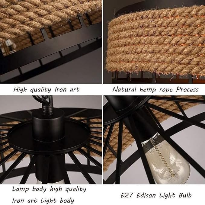 JACKAL Hemp Rope Style Vintage Lamp Ceiling Light