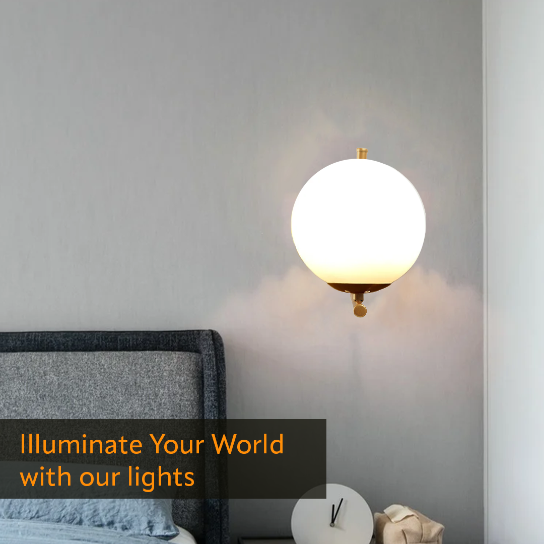 L Shape Frosted Glass Wall Lamp with Bulb