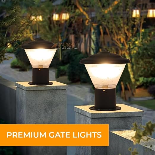 JACKAL® Waterproof Outdoor Gate Light Modern Style Rust Resistance, Garden Pillar Boundary Exterior Lamp Fixture (Bulb Included) (Modern, CRYSTAL GLASS, Metal, GATE LIGHT, 1, LED OUTDOOR GATE LIGHT)