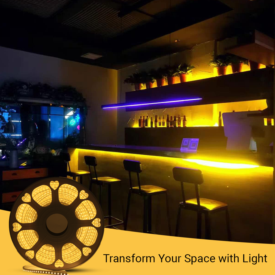 JACKAL 50 Meter LED Rope Light for Decoration with Adapter, Cove Light for Ceiling, Strip Lights for Diwali Decoration, Birthday, Christmas (Warm White)