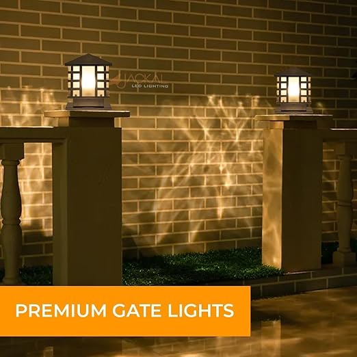 JACKAL® Waterproof Outdoor Gate Light Modern Style Rust Resistance, Garden Pillar Boundary Exterior Lamp Fixture - Bulb Included