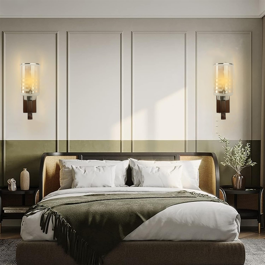 Upside Wooden Wall Lamp with Bulb