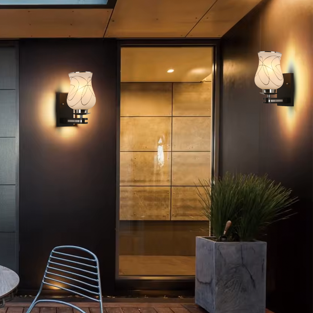 Upside Wooden Wall Lamp with Bulb