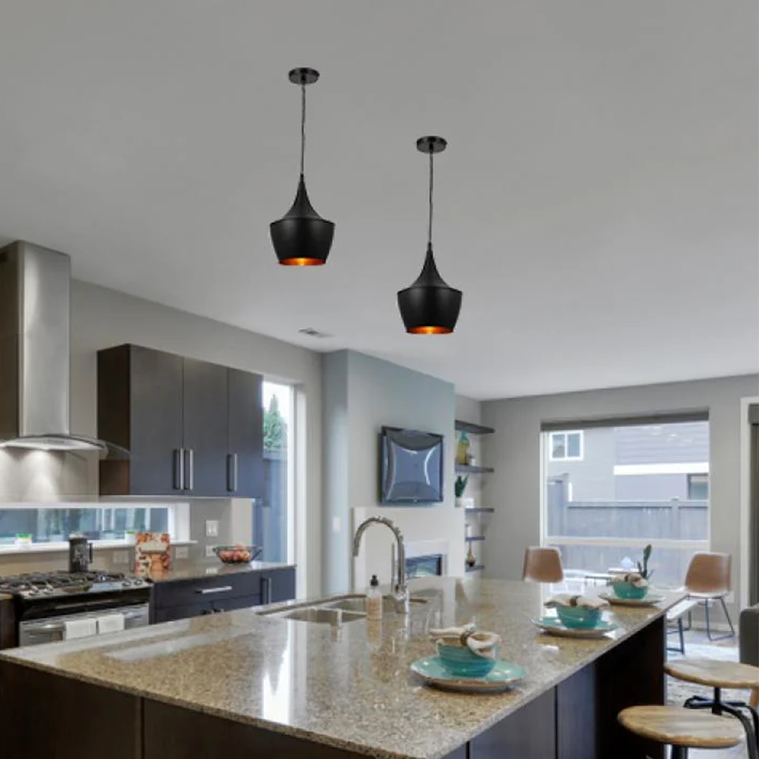 Black Aluminium Metal Baking Finish Hanging Light (12 Inch)