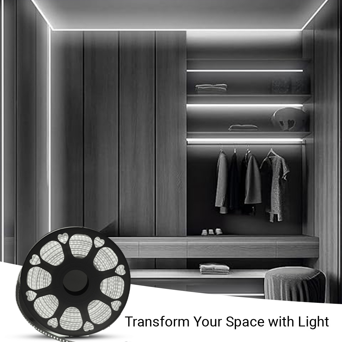 JACKAL 20 Meter LED Rope Light for Decoration with Adapter, Cove Light for Ceiling, Strip Lights for Diwali Decoration, Birthday, Christmas (White)