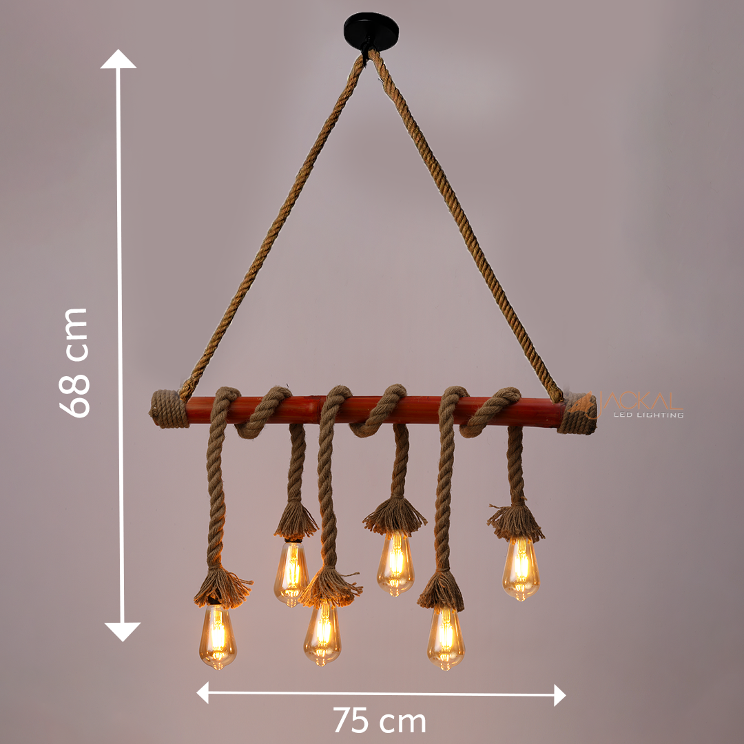 Vintage Pendant Light Hemp Rope Bamboo Hanging