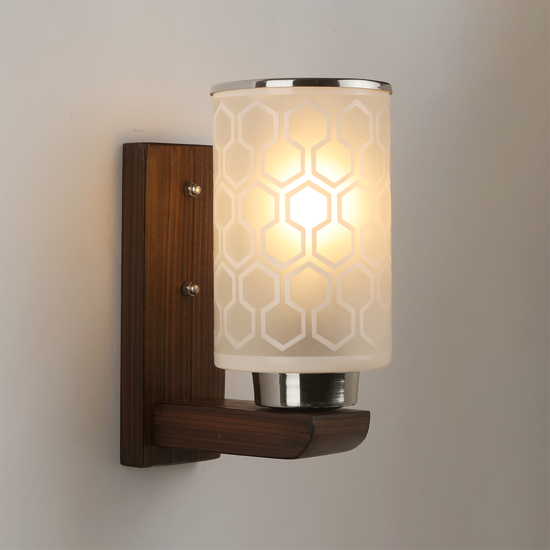 Upside Wooden Wall Lamp with Bulb