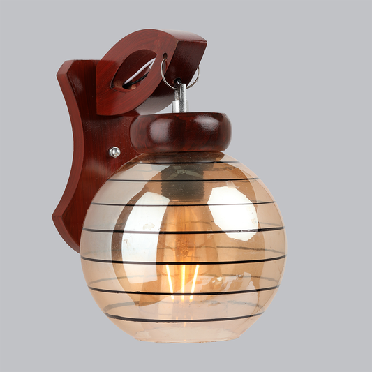 Downside Wooden Wall Lamp with Bulb