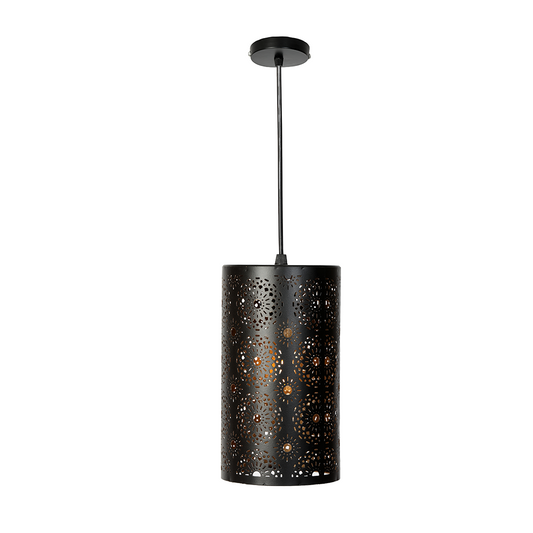 Cylindrical Black Metal Hanging Light, Pendant Light Hanging Ceiling Light