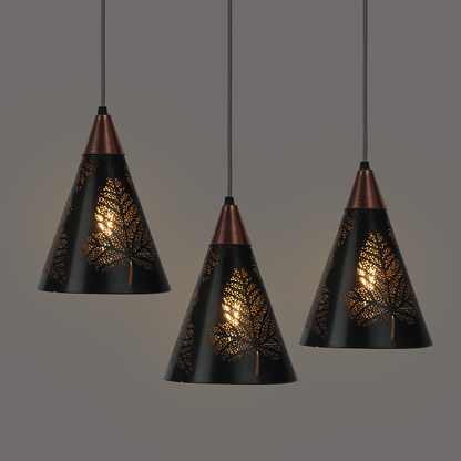 Jackal Leaf Mesh Cone Hanging Light, Pendant Light Hanging Ceiling Light Pack of 3