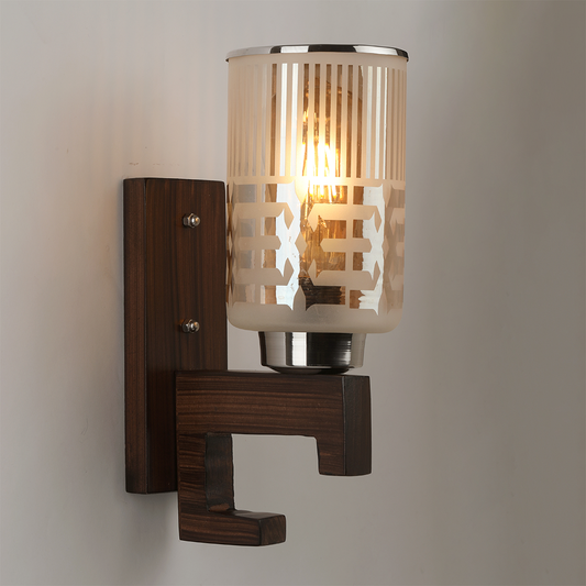 Upside Wooden Wall Lamp with Bulb