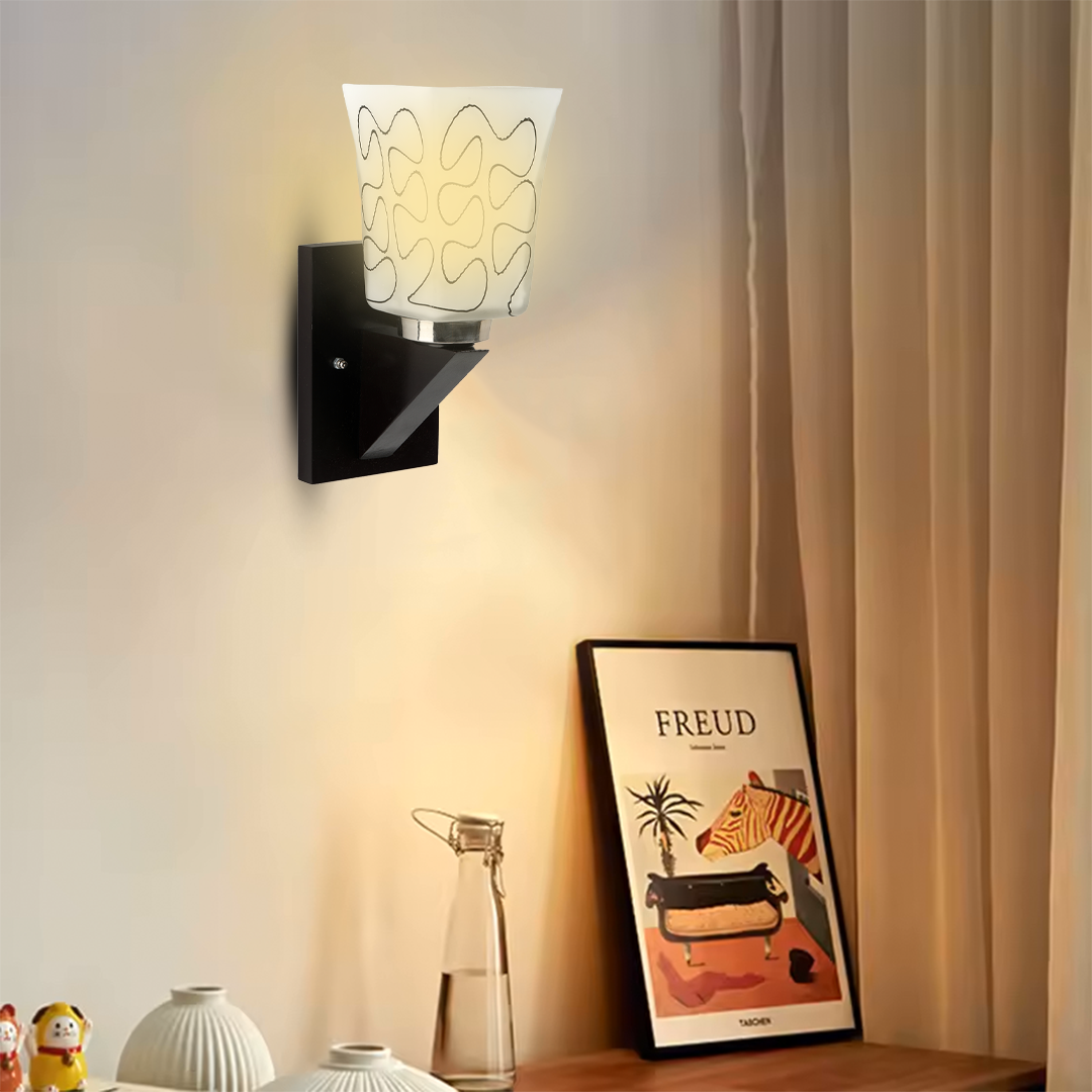 Upside Wooden Wall Lamp with Bulb