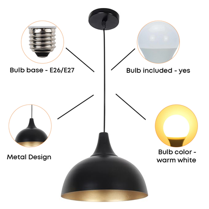 Dome Shape Hanging Light for Living Room (12 Inch)