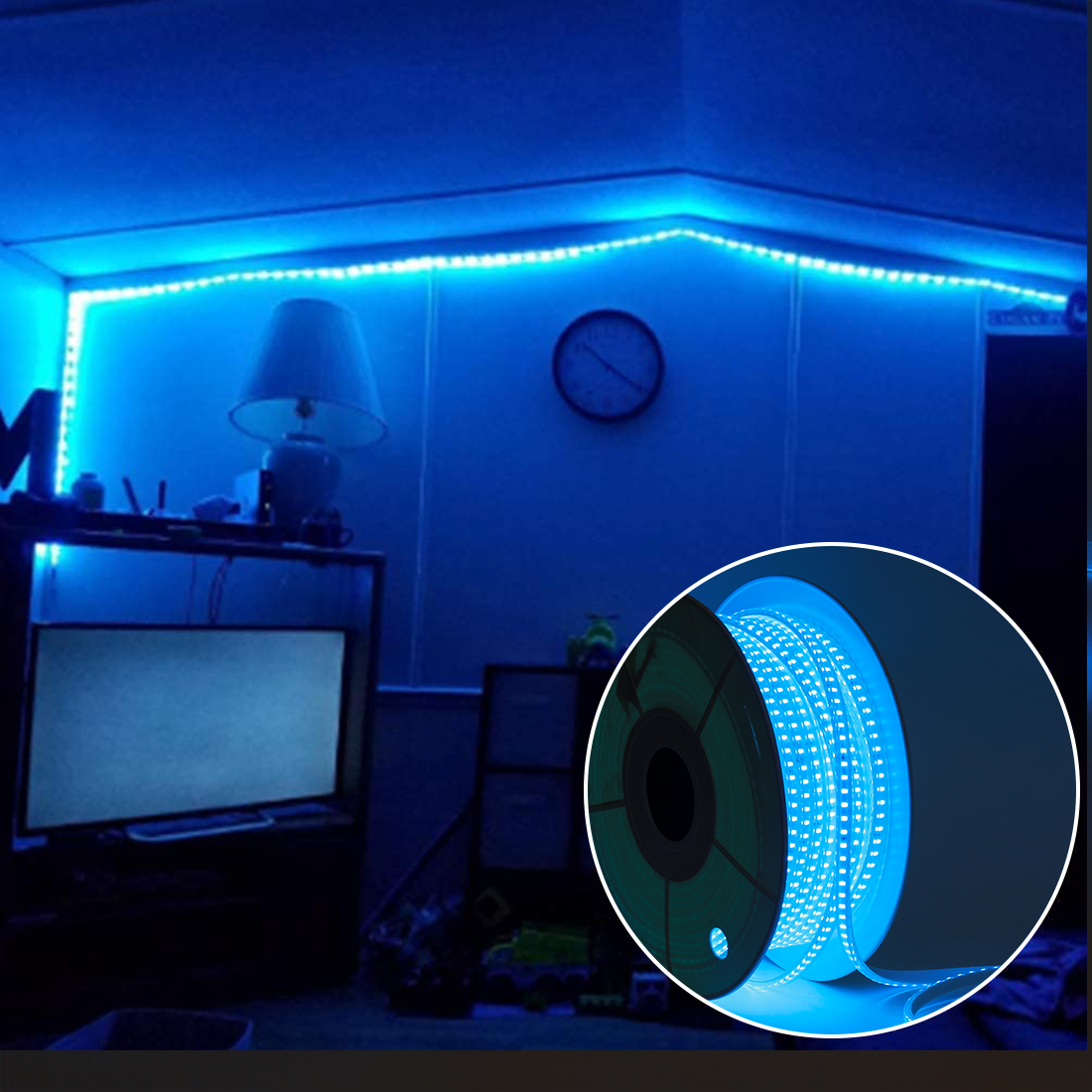 JACKAL 50 Meter LED Rope Light for Decoration with Adapter, Cove Light for Ceiling, Strip Lights for Diwali Decoration, Birthday, Christmas ( Ice Blue)