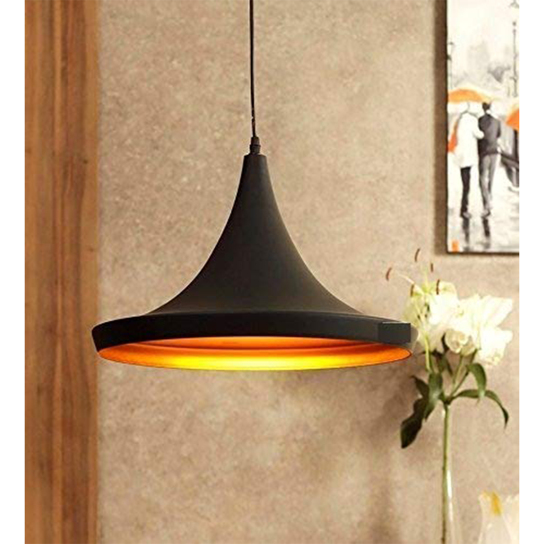 Tulip Shape Hanging Light for Living Room Black Aluminium (10 Inch)