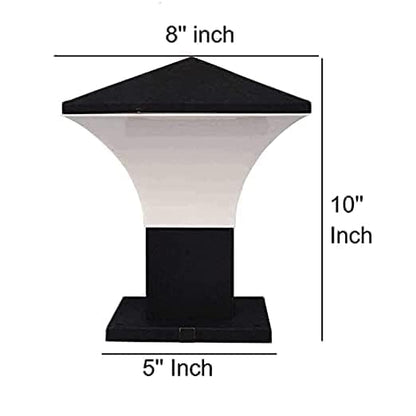 JACKAL® Triangle Shape Waterproof Outdoor Gate Light Modern Style Rust Resistance Unbreakable PVC Shade Garden Pillar Boundary Exterior Lamp Fixture Square Shape (Bulb Included)