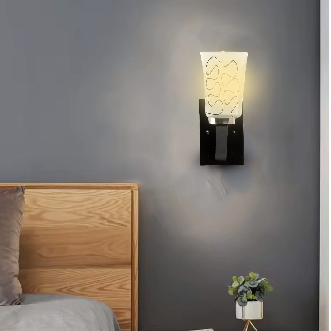 Upside Wooden Wall Lamp with Bulb