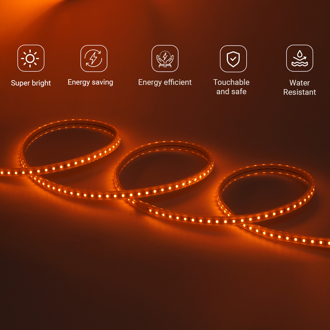 JACKAL 5 Meter LED Rope Light for Decoration with Adapter, Cove Light for Ceiling, Strip Lights for Diwali Decoration, Birthday, Christmas (Amber)