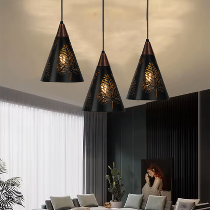 Jackal Leaf Mesh Cone Hanging Light, Pendant Light Hanging Ceiling Light Pack of 3