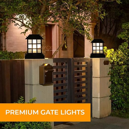 JACKAL® Waterproof Outdoor Gate Light Modern Style Rust Resistance, Garden Pillar Boundary Exterior Lamp Fixture (Bulb Included) (Modern, Antique, Metal, GATE Light, 1, LED Outdoor GATE Light)