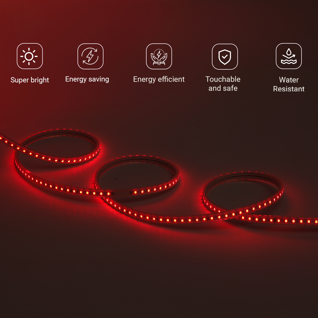 JACKAL 10 Meter LED Rope Light for Decoration with Adapter, Cove Light for Ceiling, Strip Lights for Diwali Decoration, Birthday, Christmas (Red)