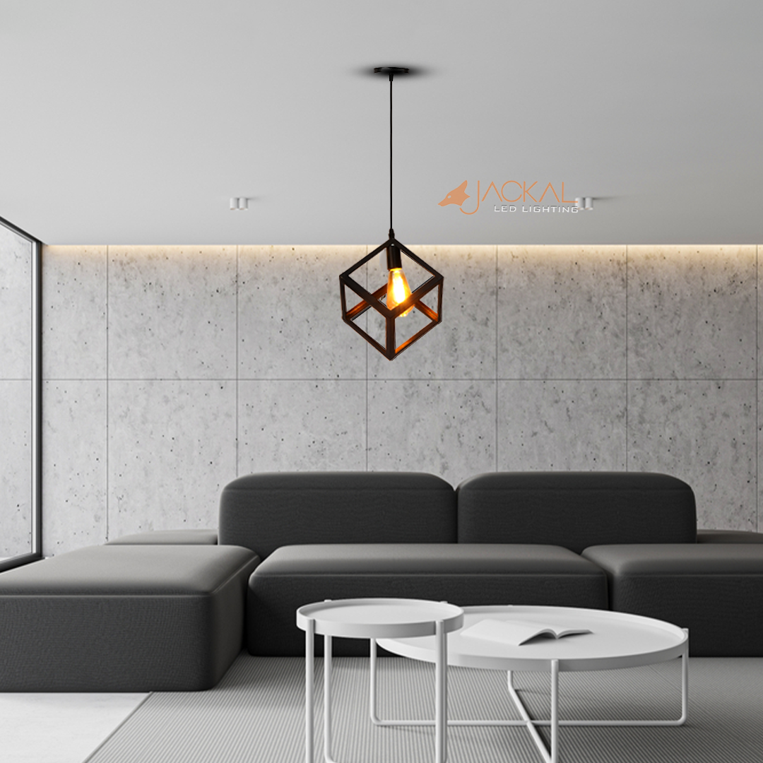 Metal Cube Shape Pendant Light